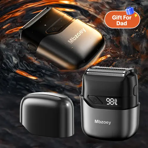 [Tiktokshopbacktoschool]MBZOEY FOIL Mini Electric Shaver - Magnetic Dual Blades Curved Blade Mesh Waterproof Skin-Friendly Washable Rechargeable High-Speed Motor with Long-Lasting Battery Compact Portable Facial Matte Smooth Titanium Daily  Foil Shaver,,