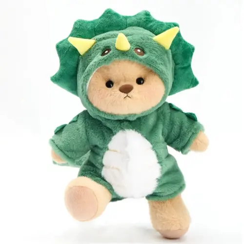 Getahug Soft Huggable Cute Stuffed Animals - Green & Orange Triceratops Plush Dinosaur Stuffed Toys, Handmade Jointed High-Quality Fur Unisex Toy, Poseable Collectible, Hand Wash Dry, Pretend Play Kids' Gift Idea with Gift Box Included