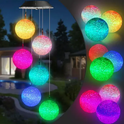 TOODOUR Solar Wind Chime with Color-Changing Plastic LED Ball Mobile - Solar Outdoor Lights, Mother's Day/Memorial Day Gift for Mom, Waterproof, 8-10h Night Run, Up to 8-10h Glowing Display for Garden Patio