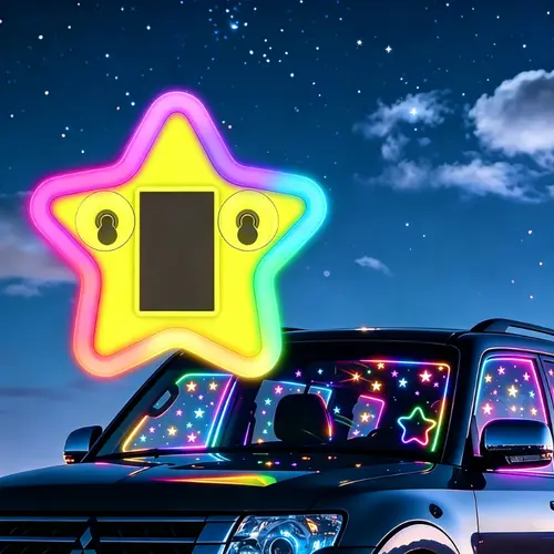 JOYTUTUS Solar Powered LED Heart Shape C-Pillar Neon Light Eco-Friendly Wireless Car Interior Decor 9.57mm x 8.42mm x 15.36mm Modern Stylish Design tiktokshopspringglowup