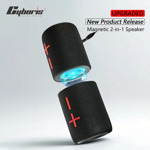 CYBORIS Customizable 2-in-1 Mini Portable Waterproof Bluetooth Speaker - 20W Dual Drivers, Bluetooth 5.3, IPX6 Resistance, TWS Interconnection, Classic Dual-Color, USB Type-C, Stereo Audio, Mobile/PC & Laptop Compatible, Speaker Bluetooth