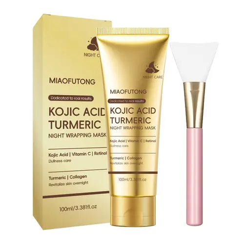 Kojic Acid Turmeric Peel-Off Night Wrapping Mask - Rejuvenating Luminous Collagen Face Mask for Night Routine, with Niacinamide, Vitamin C, 24h Hydration, Plump Skin, Morning Shed Effect, Rejuvenating Face Mask