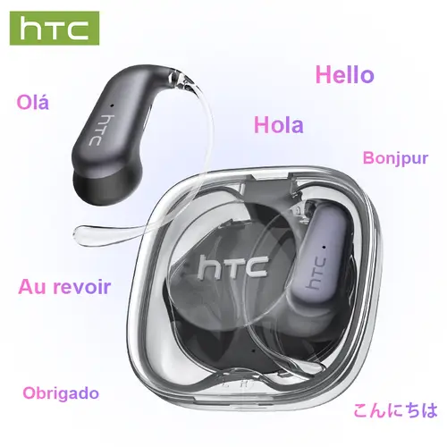 HTC NE38 OWS Wireless Translation Earbuds - High Quality Headphones, Bluetooth 6.0 Wireless Headset Audio, IPX5 Rated Waterproof Headphones, 134-Language Real-Time Translation via APP, HIFI Sound, Built-In Mic, AI Earphones for Office, Sports