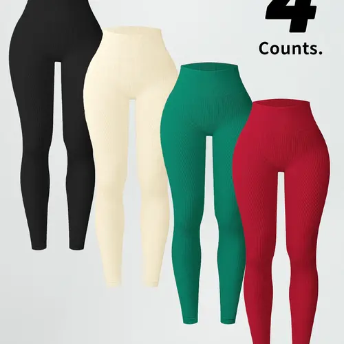 Women's High-Waisted Ribbed Yoga Pants, Skinny Yoga Bottoms, Tight-Fitting Design, Comfortable Daily Wear & Fitness, Stretchy High Waist, Fall Season Essential, High Waist Activewear, Fitted Design Activewear