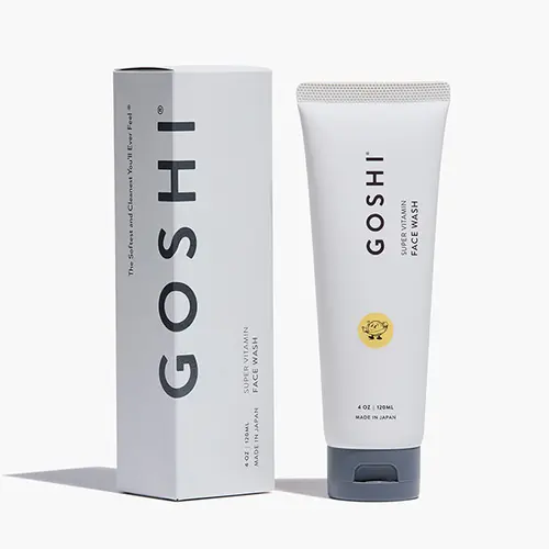 GOSHI Super Vitamin Face Wash for All Skin Types 4 oz - Infused with Vitamin E, Cold-Pressed Sesame Oil, Macadamia and More Plant Extracts - Made in Japan