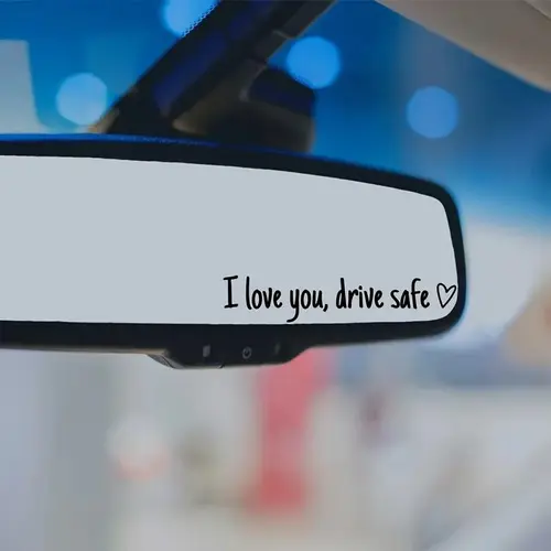 4x English "I Love You Drive Safe" Waterproof Vinyl Car Rearview Mirror Decals, Car Accessories, Auto Accessories Interior, Gifts for Women, Romantic Vehicle Decor, Couple GF Gift - SummerVibes (Follow instructions before use)