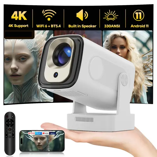 HY260 Pro Auto Focus Projector 4K Support 330ANSI Dual WiFi6 Wireless Bluetooth5.4 1080P Native Auto Keystone Correction Androdi 11 Allwinner H713 Built-in Speaker Home Cinema Movie Outdor #SohoChic