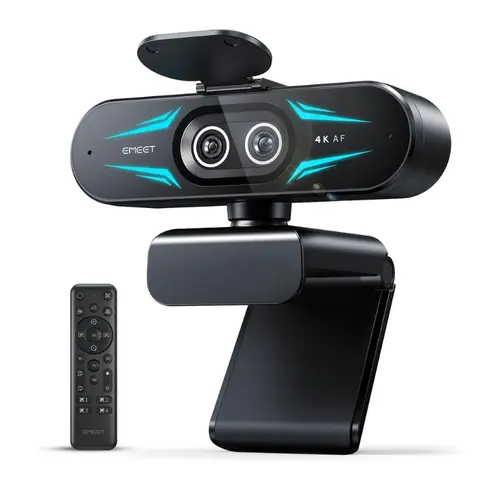 EMEET C60E 4K Dual Webcam with Remote, Dual Camera & RGB Light 4K@30fps/1080P@60fps Streaming Camera, 11x Zoom, Auto Focus, USB Webcam with Microphone & Physical Privacy Cover, OBS, Zoom, Teams, Gaming, Streaming, TikTokShopSpringGlowUp, SummerVibes tikto