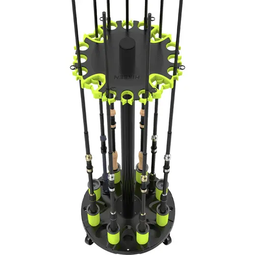 Hikeen Rolling Fishing Rod Rack, Fishing Pole Holder for Garage, Holds Up to 20 Rods or Combos, Portable Fishing Gear Storage Organizer with Wheels, Perfect Fishing Gifts for Men,camping essentials