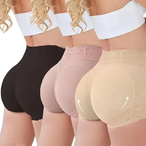 Women's High-Waist Smooth Stretchy Lightweight Shapewear Shorts - Lacy Non-Slip Ruched Butt Lifter, Tummy Control, Thigh Slimmer, Waist Training Compression Shaper for Party, Wedding, Clothes Pairing