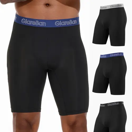 3pieces Long Leg Boxers Men Quick-Dry Lightweight Sporty Underwear Sports Underwear Shorts Quality Mesh Underwear Soft Male Underpants for Men Mesh Comfortable Homme Boxershorts Slips Briefs Panties Workout Gym Underwear Fit Underwear Training Underwear