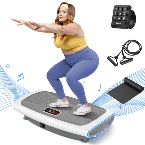 Merach 4D Vibration Plate Exercise Machine 7-in-1 Vibration Plate with Glide, Swing & Massage, Vibrating Plates with Whole Body Workout Sculpting Platform for Home Fitness for Women Men BackToSchool