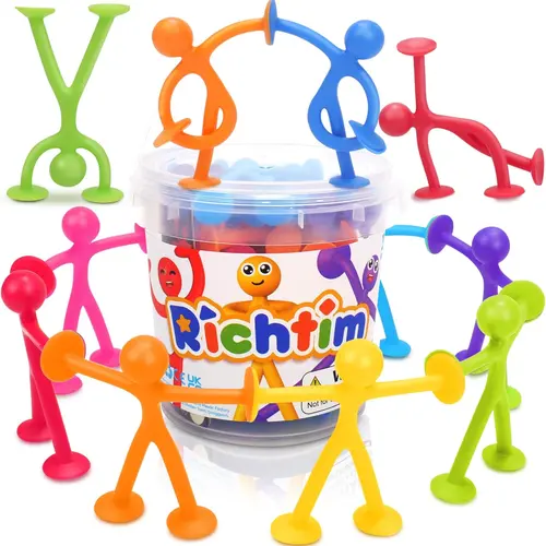 Back to School Suction Cup People Toys for Kids, LESONG Sensory Fidget Figures for Bath, Travel, Classroom & Party Favors