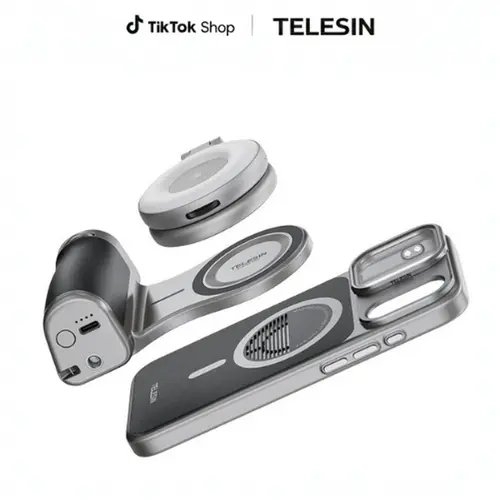 TELESIN Retro Leather Master Grip Camera Handle for iPhone 17 Pro Max/Pro  Pro Filmmaking Kit with Graphene Cooling Phone Case, Mag Safe Wireless Charging, Shutter & Dial Controls, Tripod, Magnetic Filter, iPhone 17 Accessories for Vlog, Selfie, Video