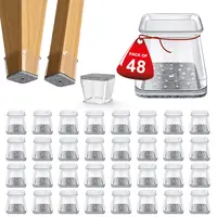 Summervibes Square Chair Leg Floor Protectors for Hardwood Floors, Non-Slip Silicone Felt Furniture Pads, Clear Rubber mat  Chair Leg Caps & Sliders, L Size (Fit 1"-1.42") covers Floor Protection