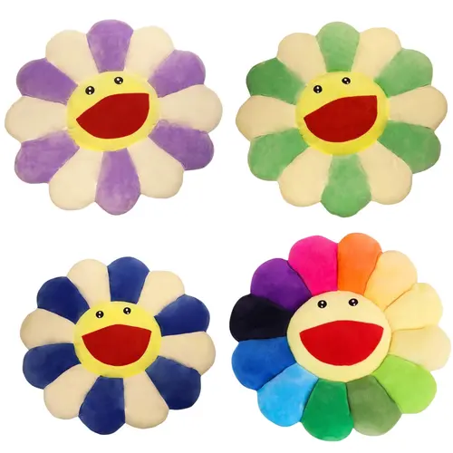 ONESHOW HOME Smile Face Plush Rainbow Pillow - Sunflower Indie Lounge Cushion, Soft Cushions for Bedroom Items, Chill Room & Decor | Mid Year Sale Restock Summer Wins Home Essentials