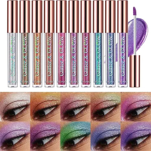 Glitter & Glow  Pearl Liquid Eyeshadow Set - Waterproof Metallic Diamond Shimmer Eye Shadow, Smudge-Proof, Quick-Drying, Flawless Blend for Daily Makeup, Ideal Gift for Women,sunscreen