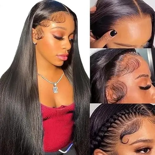BB Face Straight 13x6 HD lace Front Human Hair Wigs 180% density Pre Plucked  Lace Frontal Human Hair Wigs For Women With Baby Hair