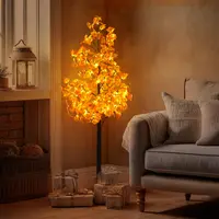 Hoodink 6/7ft Lighted Maple Tree with 96/160 Warm White LED Lights - Indoor Decorative Twig Tree for Home, Bedroom, Christmas Holiday Decor,Lighted Twig Tree, Decorative LED Tree, Warm White Glow, Birch Wood Aesthetic, Plastic Birch Foliage