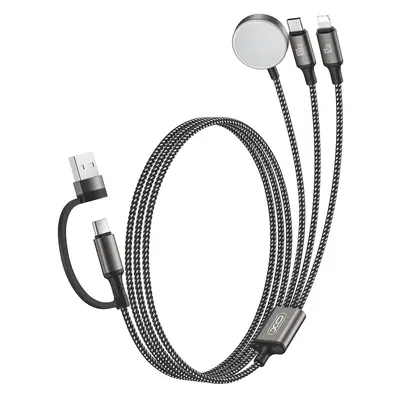 100W 3 in 2 USB C Charger Cable, 1 Count Multi WirelessFast Charger Compatible with iWatchUltra/SE/10,9,8,7,6,5,4,3,2 1 and iPhone17,16,15,14,13,12,11,Galaxy S23, Portable charger Set,480Mbps, Smartphone Charger Accessories, Multi chargingCable Cord