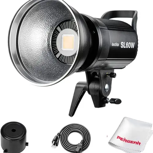 Godox SL60W LED Continuous Video Light, 60W CRI95+ Qa>90, 5600±300K Daylight, Bowens Mount, Dimmable Brightness, 433MHz Wireless Group Control for Wedding Outdoor Video Shooting, Studio Lighting, Temperature Control