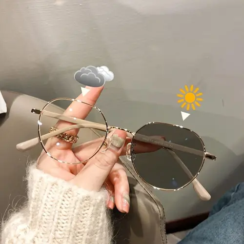 Women's Vintage Photochromic Casual Fashion Eyeglasses - 1 Pair Metal Cat-Eye Frame, Photosensitive Lenses, Sunglasses, Fashion Accessories, Casual Eyeglasses