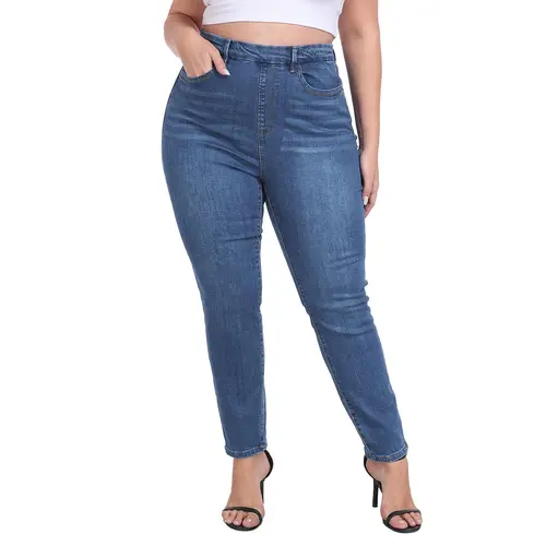 HDE Women's Plus Size High Rise Pull-On Stretch Denim Jeggings - Light, Slim Fit, Elastic Waistband, Breathable, Pockets - Plus Size Fashion, 3x, 4x Basic Women's Bottoms