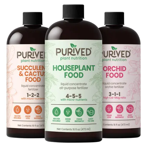 Purived Complete Plant Food Bundle | Houseplant, Succulent & Cactus, Orchid Fertilizers | All-Purpose Nutrition for Indoor Plants