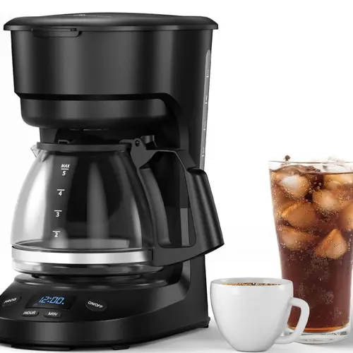 5-Cup Programmable Drip Coffee Maker with Auto Brew, Auto Pause & Keep Warm Function, Compact Coffee Machine for Home Kitchen Office,  Automatic
