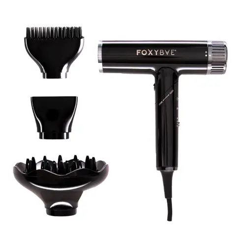 FoxyBae Globetrotter High-Speed Ionic Hair Dryer – Ultra Lightweight (<1lb) Salon-Power Blow Dryer, Fast Drying, Frizz Control, Dual Voltage for Travel, Magnetic Diffuser, Comb & Nozzle Attachments