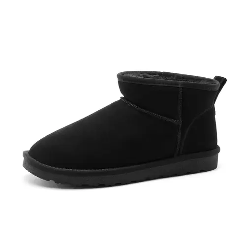 【BRUNO MARC Anniversary】 Men's Cozy Suede Closed Winter Boots - Fuzzy Warm Fur Lined, Cold Weather Outdoor Casual Short Shoes, Black Shoes