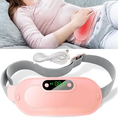 Menstrual Heating Pad with Belt - Vibrating Abdominal & Waist Massager for Cramp Relief, 3 Massage Modes, 3 Heat Levels, Ideal Winter Christmas Gift (Vibrating Heating Pad for Women)