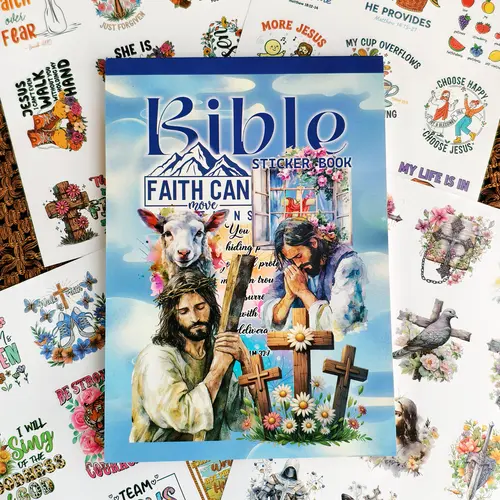 353 Pcs Vintage Floral Faith Handcraft Self-Adhesive Stickers & Desk Calendar - Christian Bible Verses, Inspirational Quotes, Torn Paper Memos for Junk Journal Aesthetic Scrapbooking; 280+ Pcs + 8 Scrapbook Sheets Blue Faith Book for Daily Devotionals