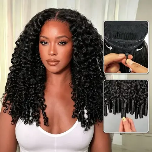 【22" Special Offer 】Burmese Curly Wear Go Glueless 13x4 Lace Front Wigs Spiral Curl 180% Density Pull Go Wig Spiral Curly Ends Adjustable Cap Easy for Beginners Full Volume & Natural Edges Salon-Quality Boho Human Drawstring Wig Natural Color, Human Hair