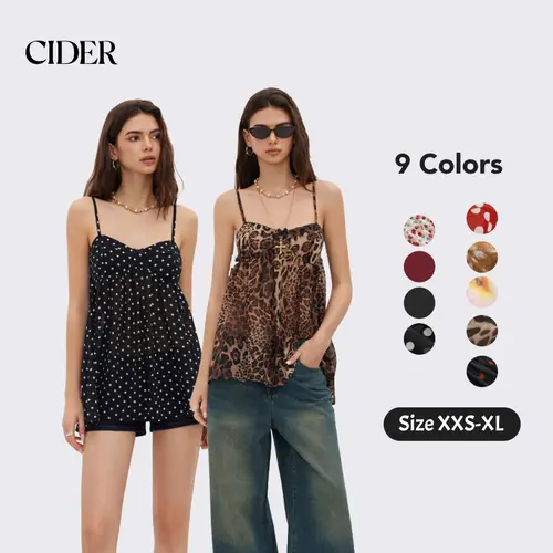 Cider Chiffon Leopard Bowknot Oversized Mini Nightdress Summer Womenswear Strap Chemise Nightgown Lace Nightwear SummerWins SummerFinds