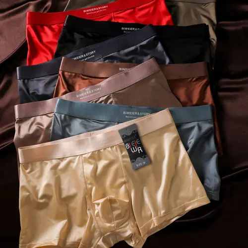 8 pcs Men's Satin Shorts Set, Luxury Style, Smooth Comfortable Fabric, Perfect Gift for Men, Casual Home Vacation Wear, Boxer Briefs, Stretch Boxer Shorts, Underwear Shorts
