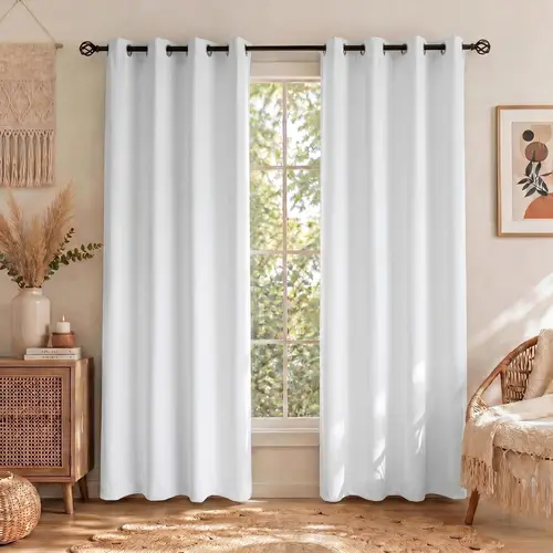 Grommet Blackout Curtains, 2-Panel 52"x84" Heavy Polyester Fits Wrinkle Resistant Solid Blackout Window Cover, Light-Blocking Room Decor Drapes for Bedroom Home, FT2599 QF222