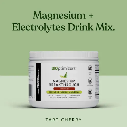 BiOptimizers Magnesium Breakthrough Drink – 8 Forms of Magnesium + Electrolytes, Fruit Punch Powder for Sleep, Hydration & Recovery, 365-Day Guarantee