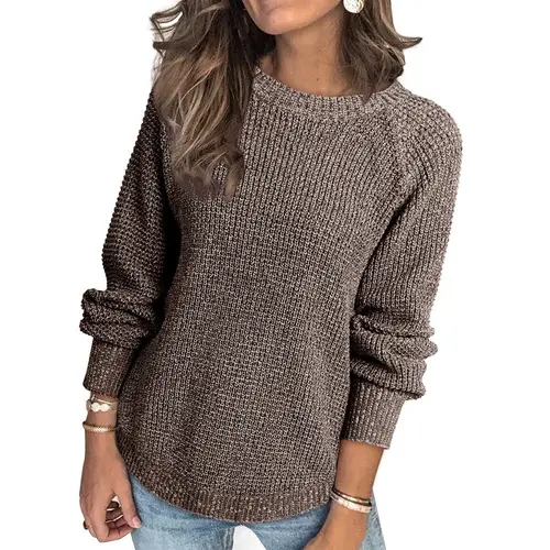 Dokotoo Women's Oversized Waffle Knit Pullover Sweaters Fall Outfis 2026 Classic Crewneck Pullover Tops with Round Hem Teacher Clothes Casual Travel Vacation All Day Wear Cute Trendy Winter Clothing