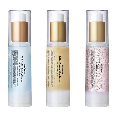 Biochem 3 Piece Facial Serum Set | GHK Cu Copper Peptide, Golden Placenta & Rose Essence | Hydrating, Firming & Radiance Skincare Bundle, 3 × 30mL
