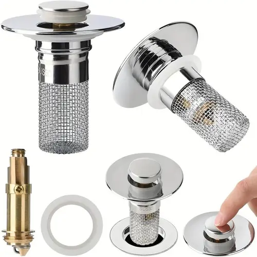 Pop-Up Bathroom Sink Drain Strainer with Removable Filter Basket - Universal Sink Stopper for Bathroom & Kitchen Basins,Anti-Odor Stopper Hair Clogging , tiktok shop deals -YY