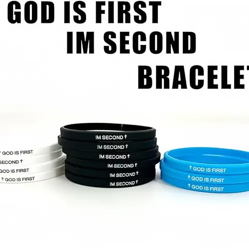 GOD IS FIRST IM SECOND Bracelet - Unisex Rubber Faith Band, Never Fades/Snaps, Daily Reminder, Gym Safe, Slim Fit Wear, Christian Jewelry
