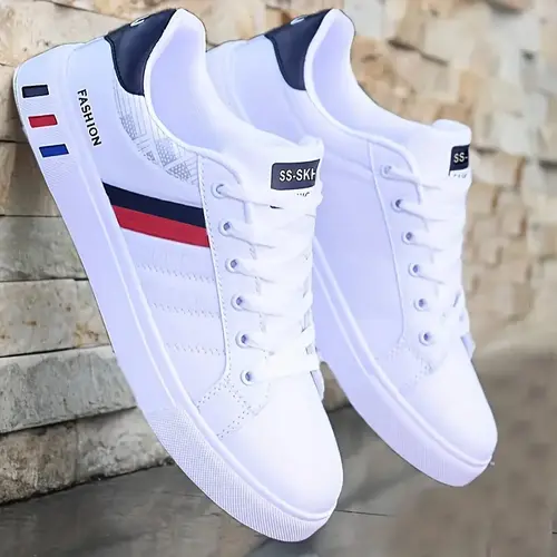 2026 Spring Summer Men's White Skateboarding Sneakers - Trendy Fashion Sneaker, Versatile Athletic Footwear for Running Training, Outdoor Sports, Casual Wear
