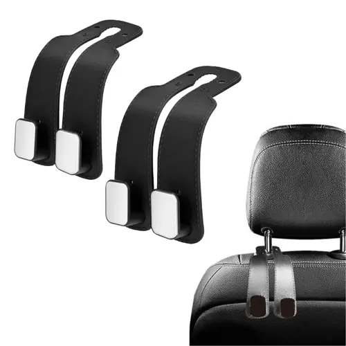 JOYTUTUS 2-Pcs Black Double-Hook Car Bag Hooks - Car Interior Accessories That Mounts Easily, Enables Hands-Free Carry, Holds Purses & Smartphones, Reduces Backseat Clutter