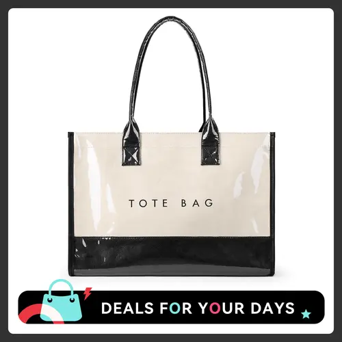 KALIDI Women's Basic Large Lightweight Jelly PVC Commuter Tote Bag - Roomy Bags for Women with Magnetic Closure, Kraft Paper Pouch, Colorblock, Double Handle, Waterproof, High-Capacity, Ultralight