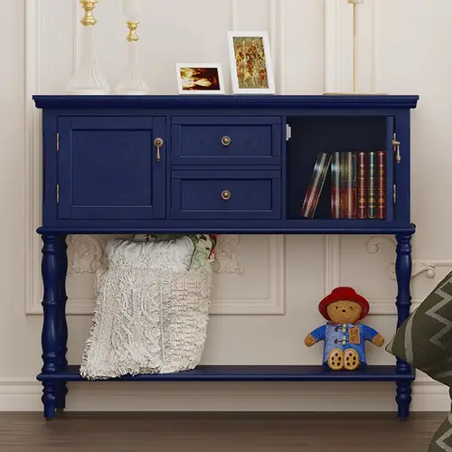 HLR Classic-Style MDF Wood Modern Entryway Sofa Table - Farmhouse Style Home Furniture, Sturdy Build with Cabinets & Shelves, 1 Table Adapts to Many Rooms, Ideal for Families & Home Decor Fans