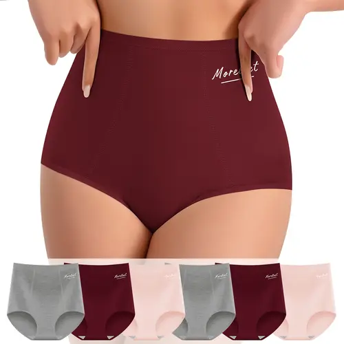 Morelect Women's Basic Underwear Sets - 4/6/8-Pack High Rise Cotton Underwear, Full Coverage Plain Look Panties for Women, Light Airy Soft Breathable for Everyday Wear