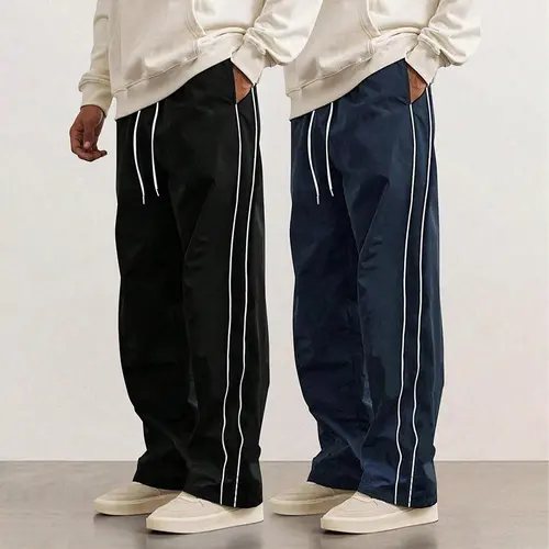 2 Piece Men's leisure Striped Pants Spring Autumn Trendy High Street Casual Loose summer Versatile Sports Trousers Men