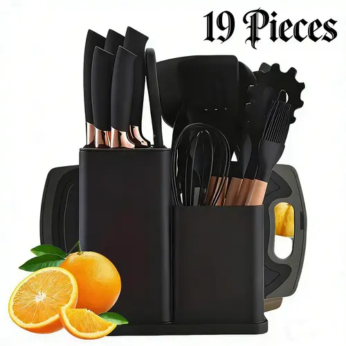 Kitchen Utensil Set - 19-Piece Dishwasher-Safe Silicone Cookware Set, High-Temperature Scratches, Kitchen Utensil Set for Nonstick Pans, Best Kitchen Tools with Stand