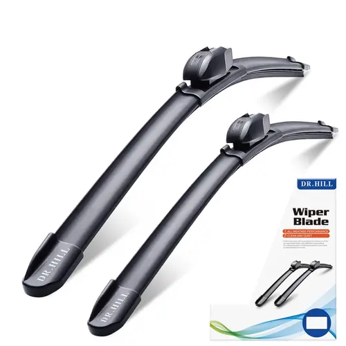 DR.Hill Car Windshield Wiper Blades (Set of 2) - OEM-Quality Premium Car Parts, All-Weather Rubber Squeegee for Smooth Wipe & Quiet Operation, Universal Adapter, Replaceable Refills for Longer Life, Wind-Drag Reduced, Fits 96% Arms, Easy Install